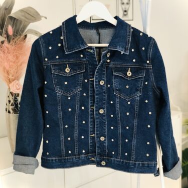 Jeansjacke Dunkelblau, mit Strasssteine