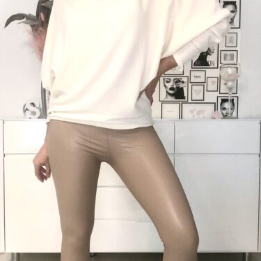 Kunstleder-Leggings Cappuccino 2