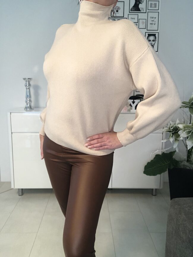 Leggings aus Kunstleder in Braun, mit Gummizug. 4