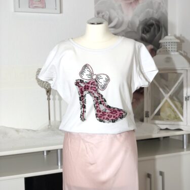 T-Shirt High Heels mit Spitze und Wildleder, rosa 2