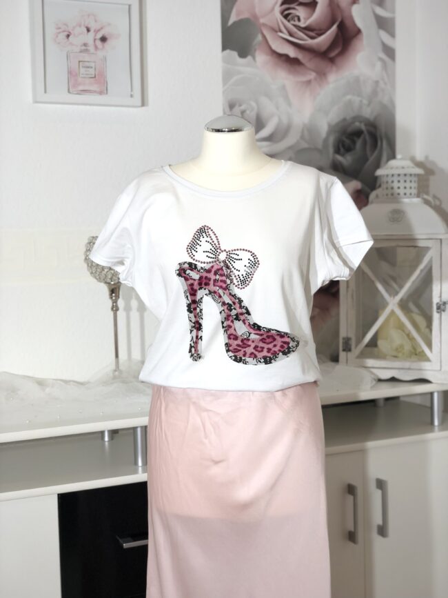 T-Shirt High Heels mit Spitze und Wildleder, rosa 2