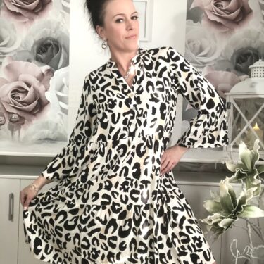 Boho Kleid Leoprint, Onesize, in 2 Farben