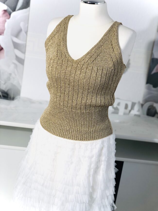 Trägertop / Stricktop aus Lurex-Garn