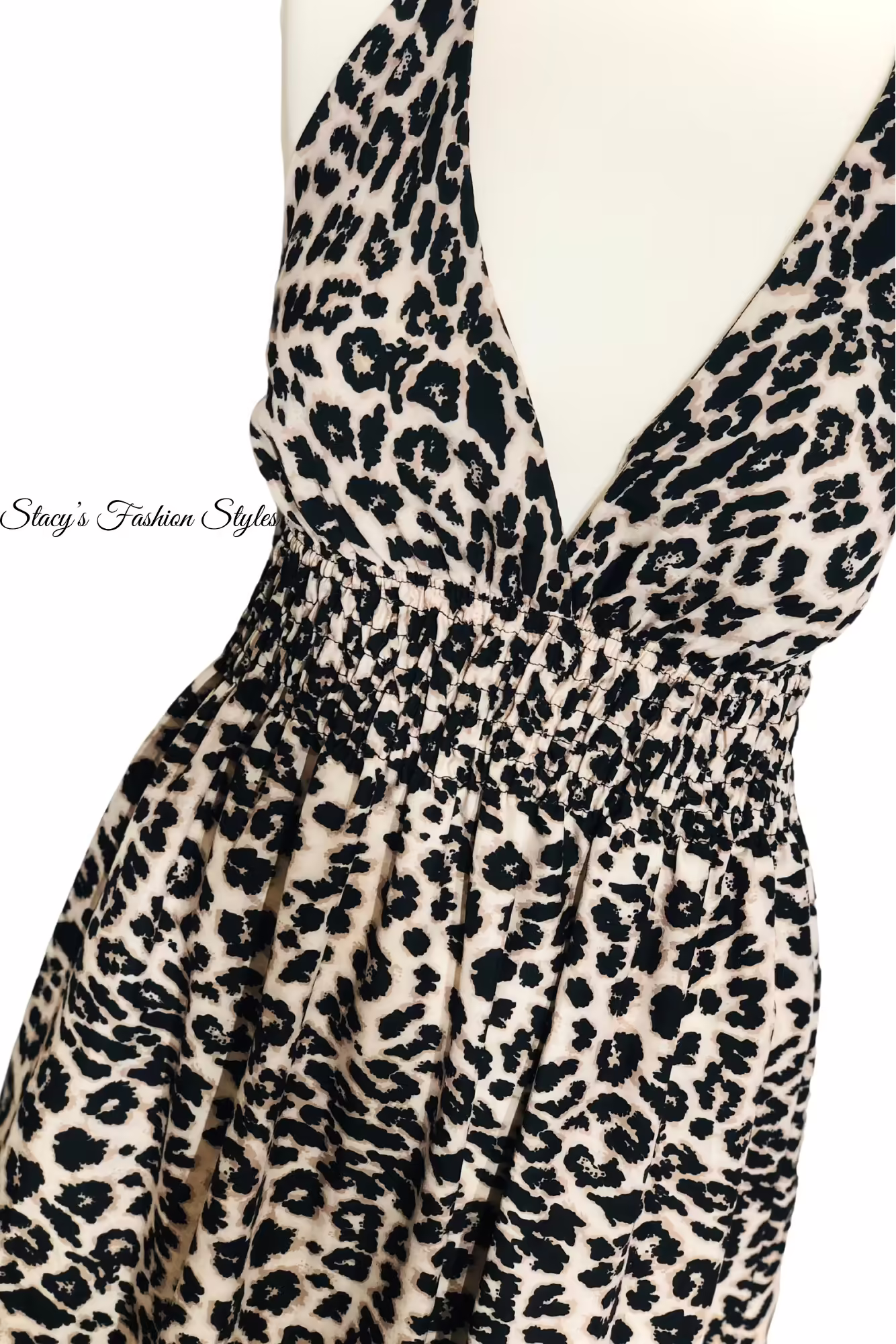 Maxikleid Leoprint, Satin-Look Stacy's Fashion Styles stacys.de Maxikleid / Satinkleid mit Leoprint, Seitenschlitz, Spaghettiträger, Onesize 3
