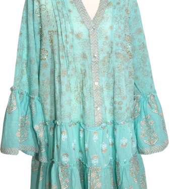 Sumitra Kleid im Boho-Style, Aqua-Pastell, Onesize