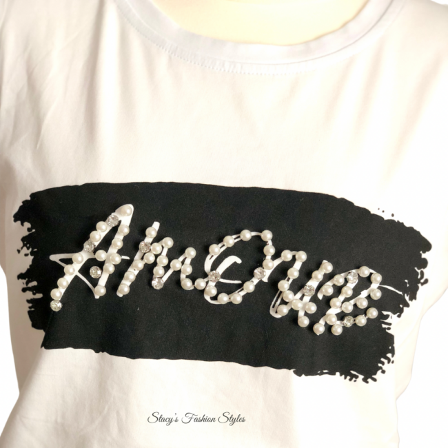 T-Shirt 'AMOUR' mit Perlen 2