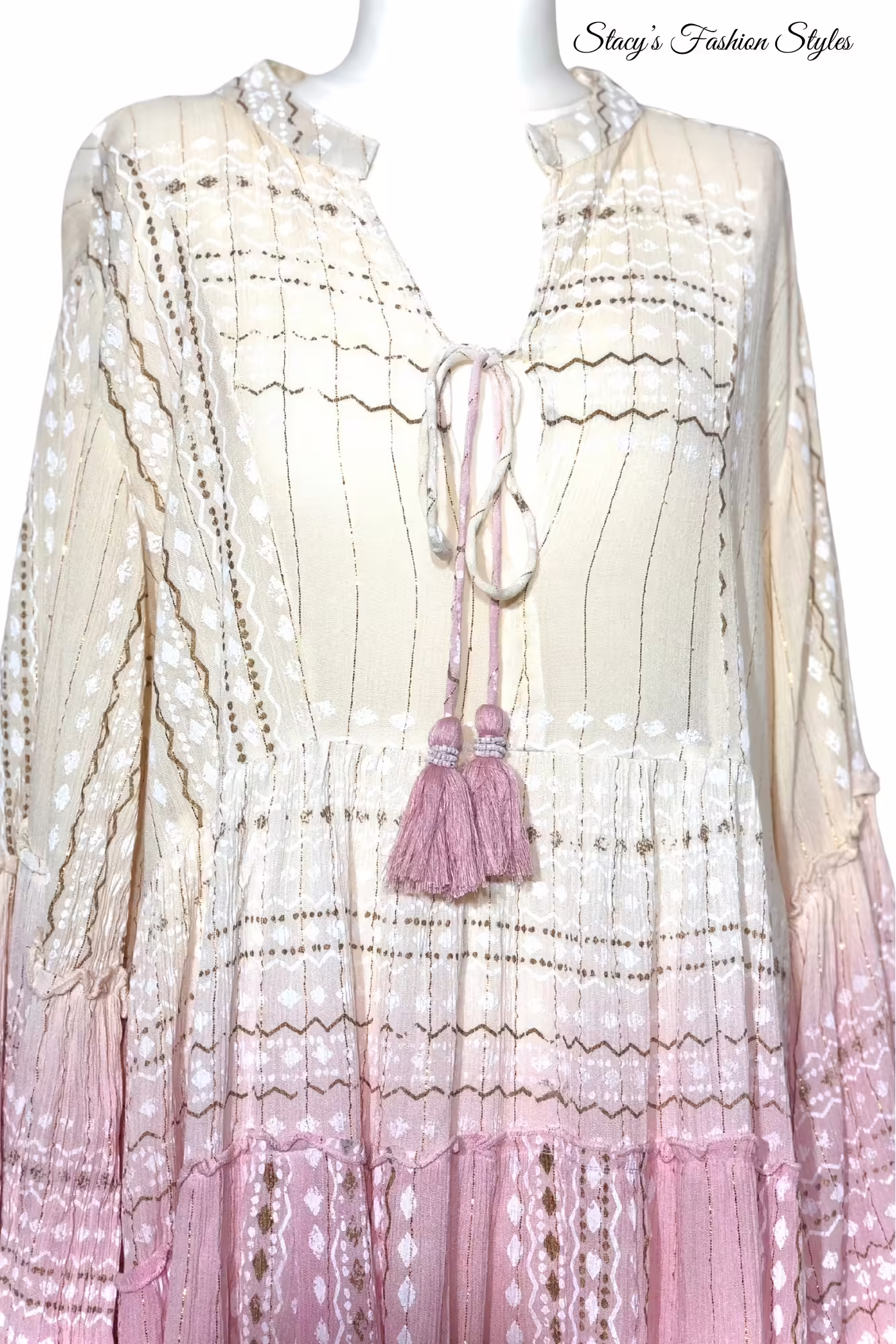 Boho Kleid in Beige/ Pfirsich, Oversize Stacy's Fashion Styles stacys.de Sumitra Boho Kleid , Beige-Pfirsich, Onesize 2