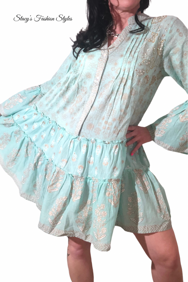 Sumitra Kleid im Boho-Style, Aqua-Pastell, Onesize 2