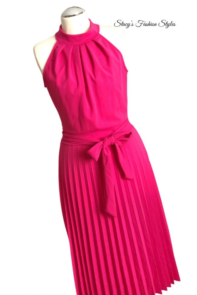 Plisseekleid Neckholder, pink, Gr. S/M 2