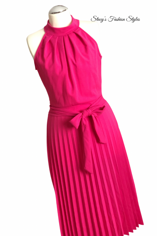 Plisseekleid Neckholder, pink, Gr. S/M 2