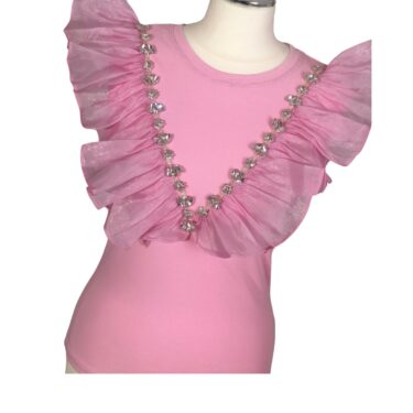 Shirt mit Organza Puff Sleeve, rosa, Onesize (34-40) 2