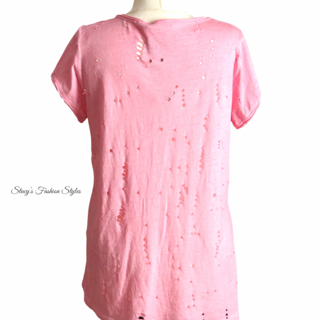 T-Shirt mit Lochmuster, rosa, Onesize 2