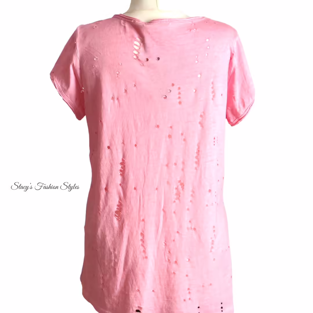 T-Shirt mit Lochmuster, rosa Stacy's Fashion Styles stacys.de T-Shirt mit Lochmuster, rosa, Onesize 2