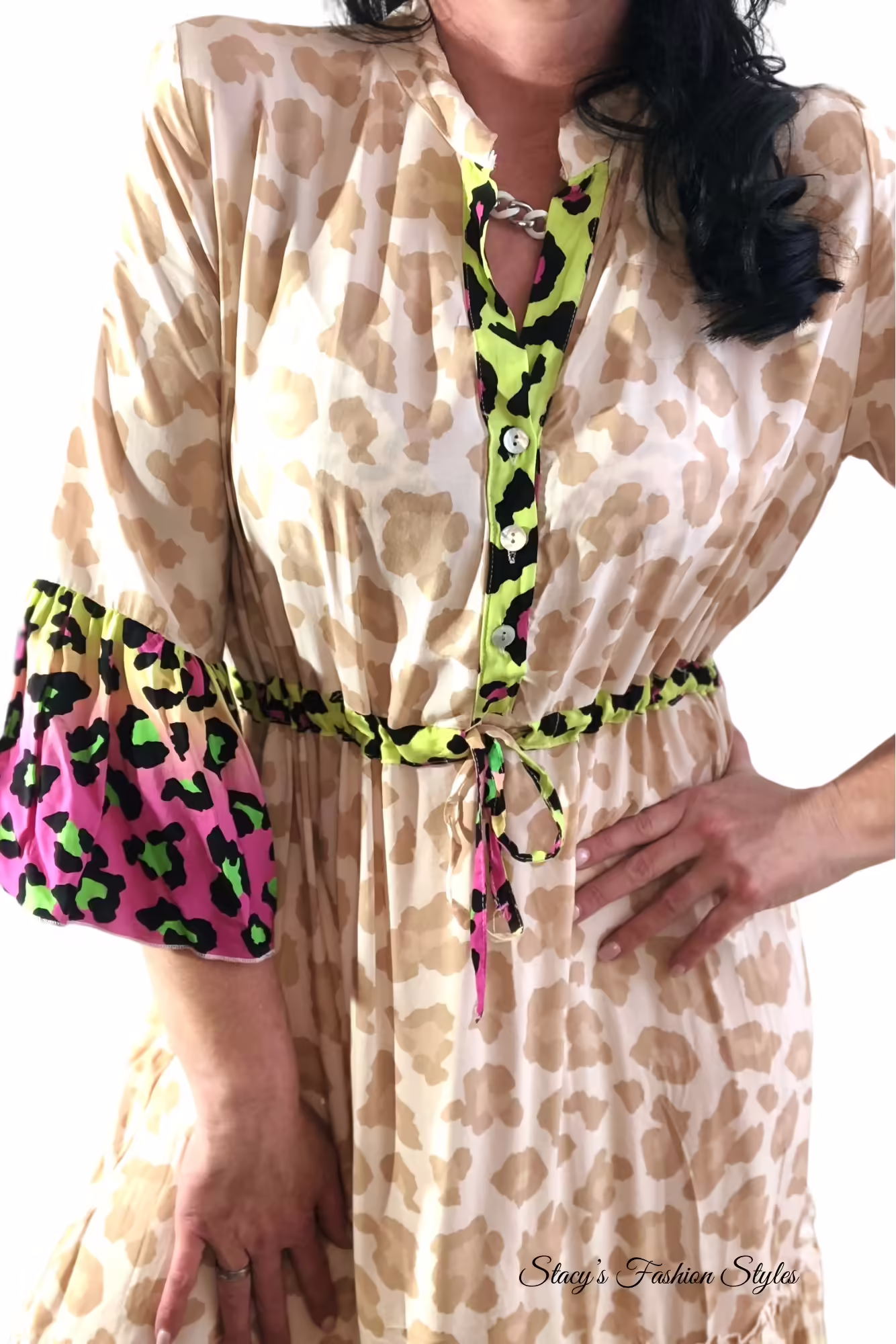 Maxikleid Leoprint, Neon Colors Stacy's Fashion Styles stacys.de Maxikleid Leoprint, Neon Color, Onesize 3
