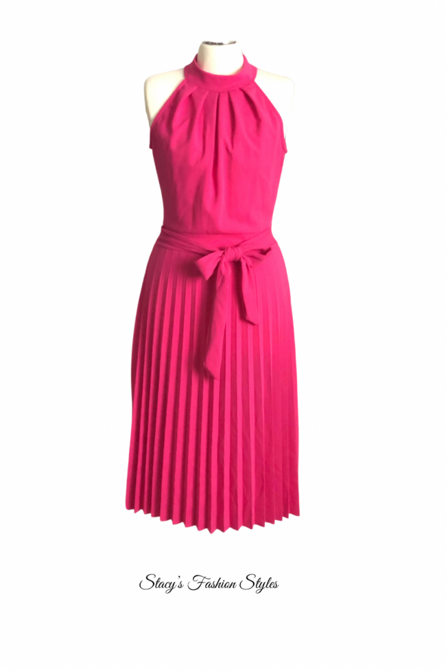 Plisseekleid Neckholder, pink, Gr. S/M 3