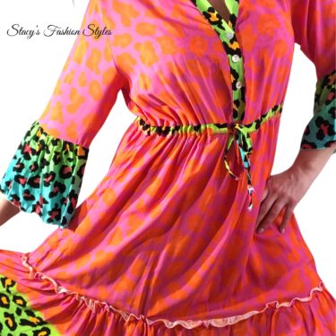 Maxikleid Leoprint, Neon Color, Onesize