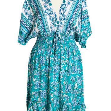 Boho Sommerkleid mit Blumenprint, in 2 Farbvarianten, Gr S/M 2