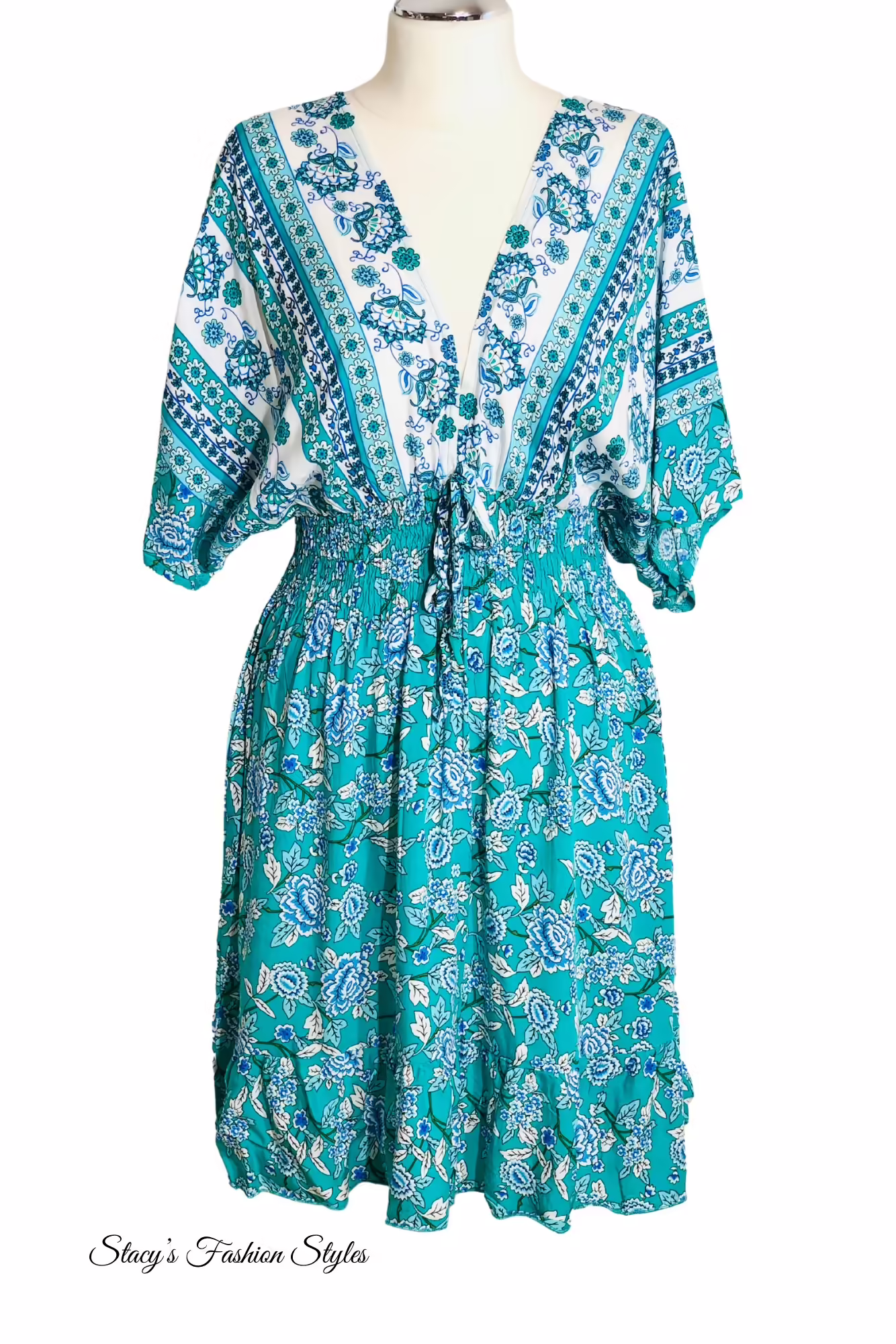 Boho Sommerkleid mit Blumenprint, in 2 Farben Stacy's Fashion Styles stacys.de Boho Sommerkleid mit Blumenprint, in 2 Farbvarianten, Gr S/M 2