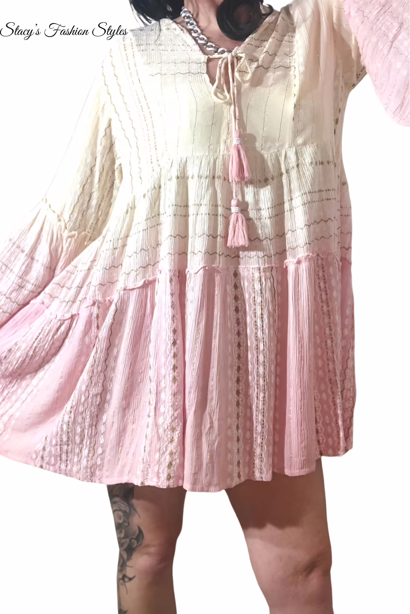 Boho Kleid in Beige/ Pfirsich, Oversize Stacy's Fashion Styles stacys.de Sumitra Boho Kleid , Beige-Pfirsich, Onesize