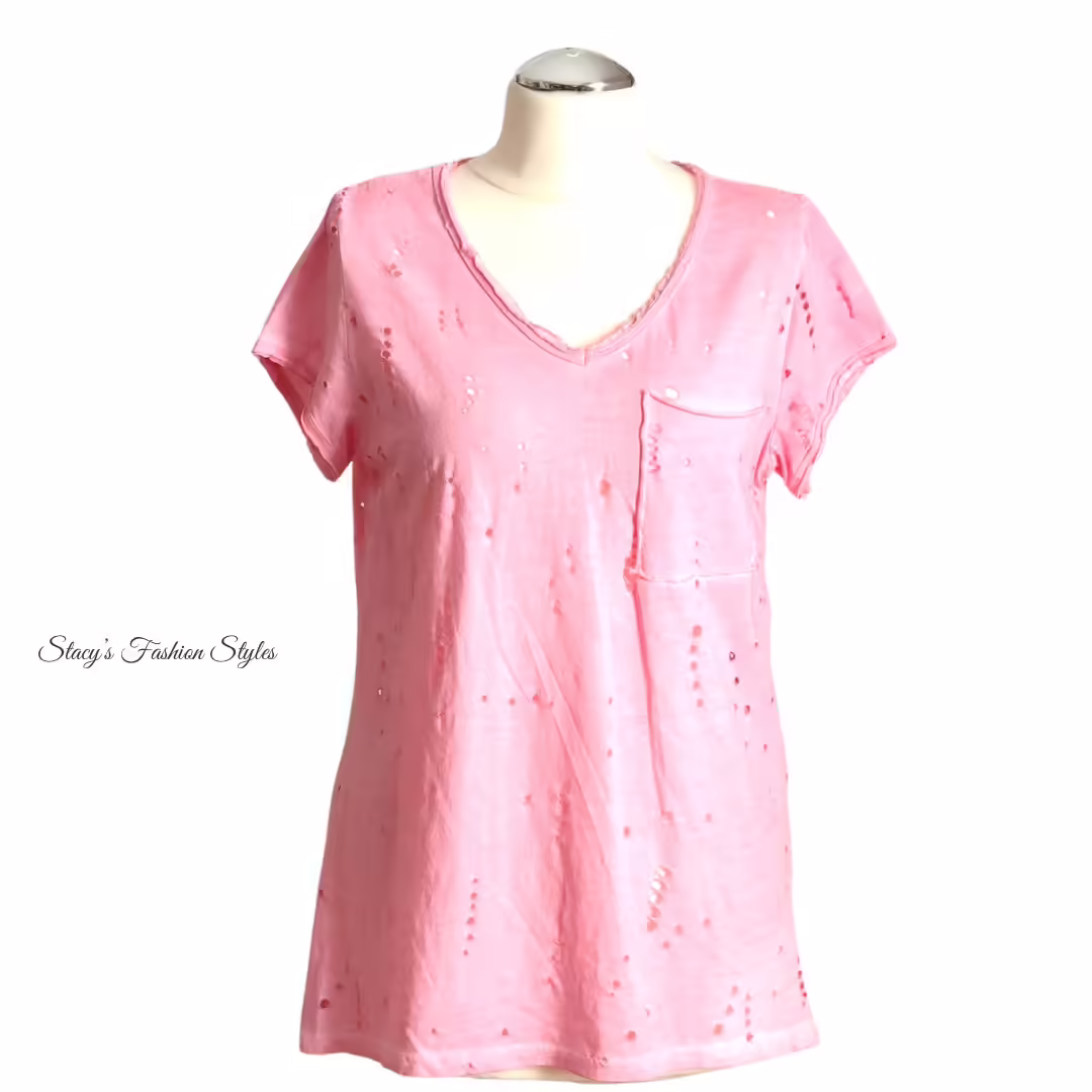 T-Shirt mit Lochmuster, rosa Stacy's Fashion Styles stacys.de T-Shirt mit Lochmuster, rosa, Onesize 3