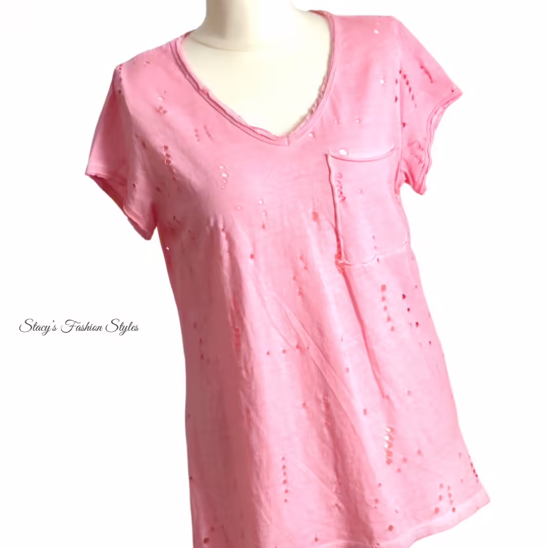 T-Shirt mit Lochmuster, rosa Stacy's Fashion Styles stacys.de T-Shirt mit Lochmuster, rosa, Onesize 4