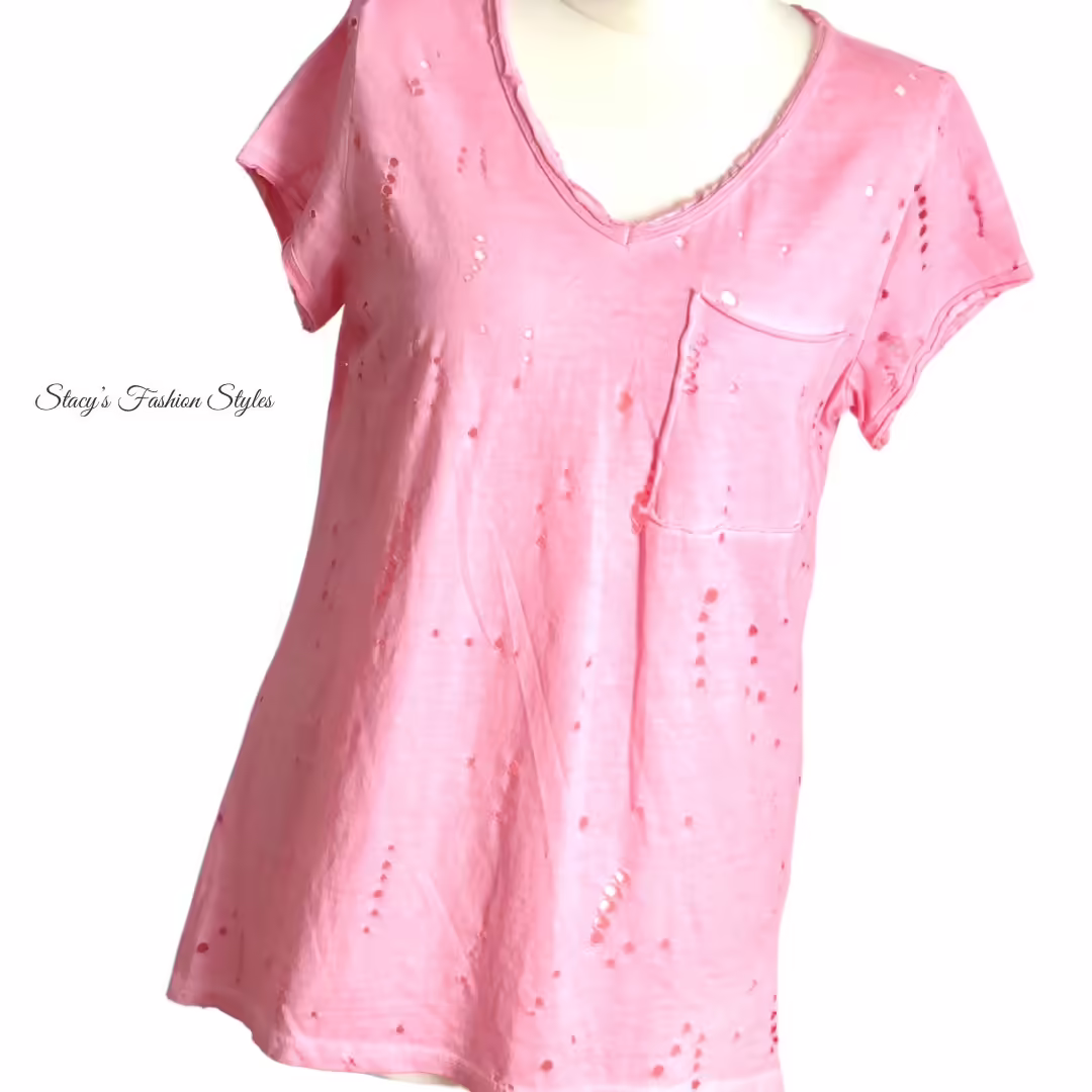 T-Shirt mit Lochmuster, rosa Stacy's Fashion Styles stacys.de T-Shirt mit Lochmuster, rosa, Onesize