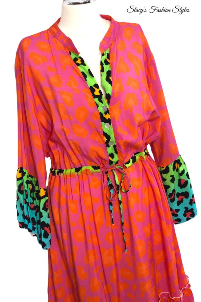 Maxikleid Leoprint, Neon Color, Onesize 5