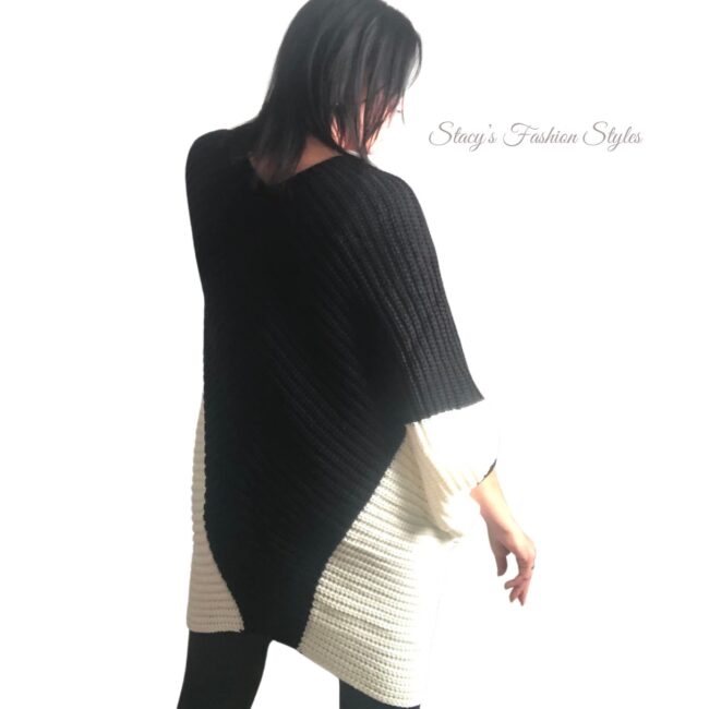 Longpullover / Longpulli, schwarz/ weiß, Onesize 3