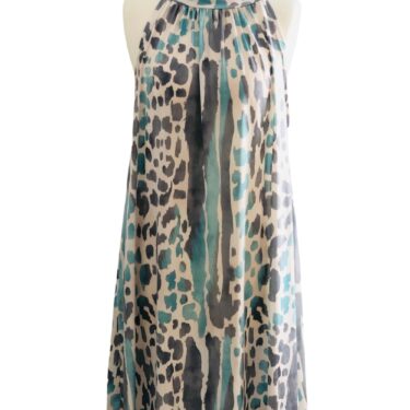 Sommerkleid Leoprint-Pastell, Onesize, hellgrau / türkis