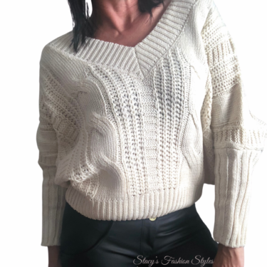 Strickpullover mit Rückenschnürung, beige, Onesize