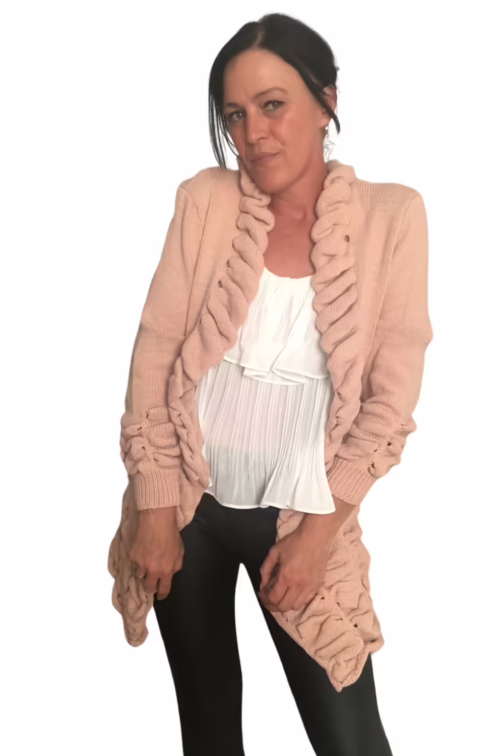 Strickjacke in Altrosa, mit Volants Stacy's Fashion Styles stacys.de Strickjacke in Altrosa, mit Volants, Onesize 2