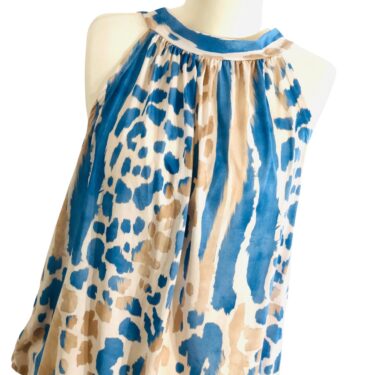 Blusen-Top, Leoprint-Pastell, blau/ beige 2