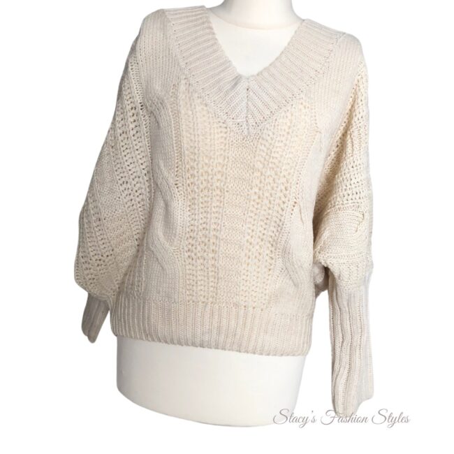 Strickpullover mit Rückenschnürung, beige, Onesize 2