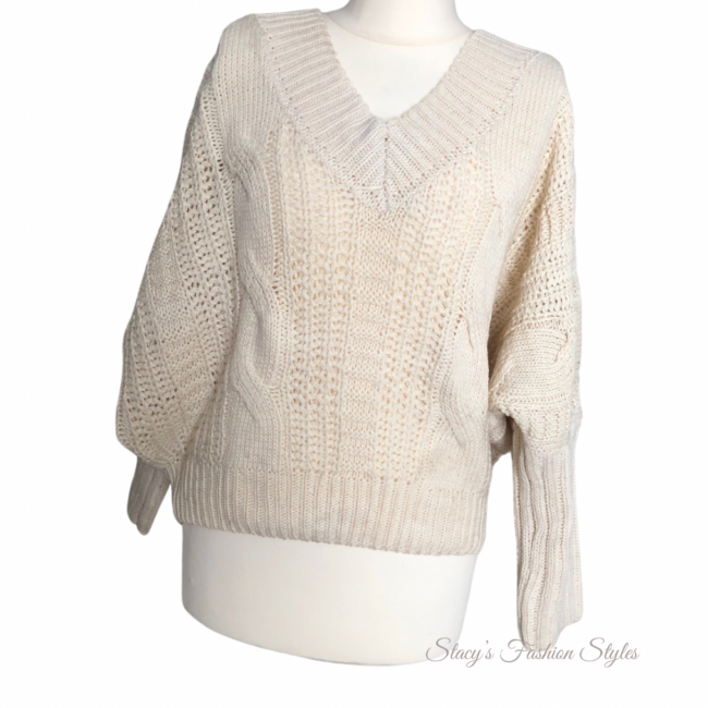 Strickpullover mit Rückenschnürung, beige, Onesize 2