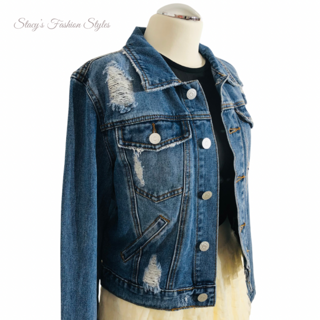 Jeansjacke Used-Look, blau 3