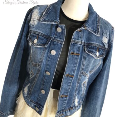 Jeansjacke Used-Look, blau 1