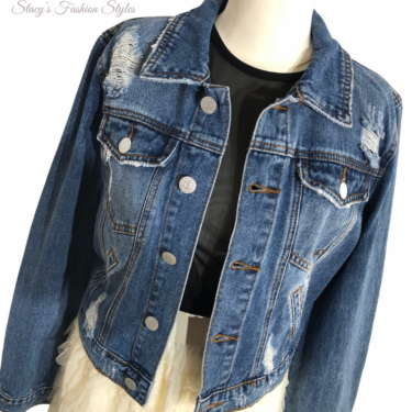 Jeansjacke Used-Look, blau 1