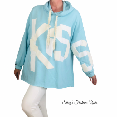 Oversized Hoodie *KISS*, Onesize, hellblau