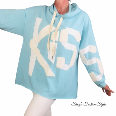 Oversized Hoodie *KISS*, Onesize, hellblau 2