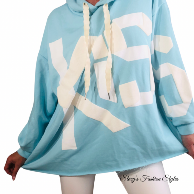 Oversized Hoodie *KISS*, Onesize, hellblau 3