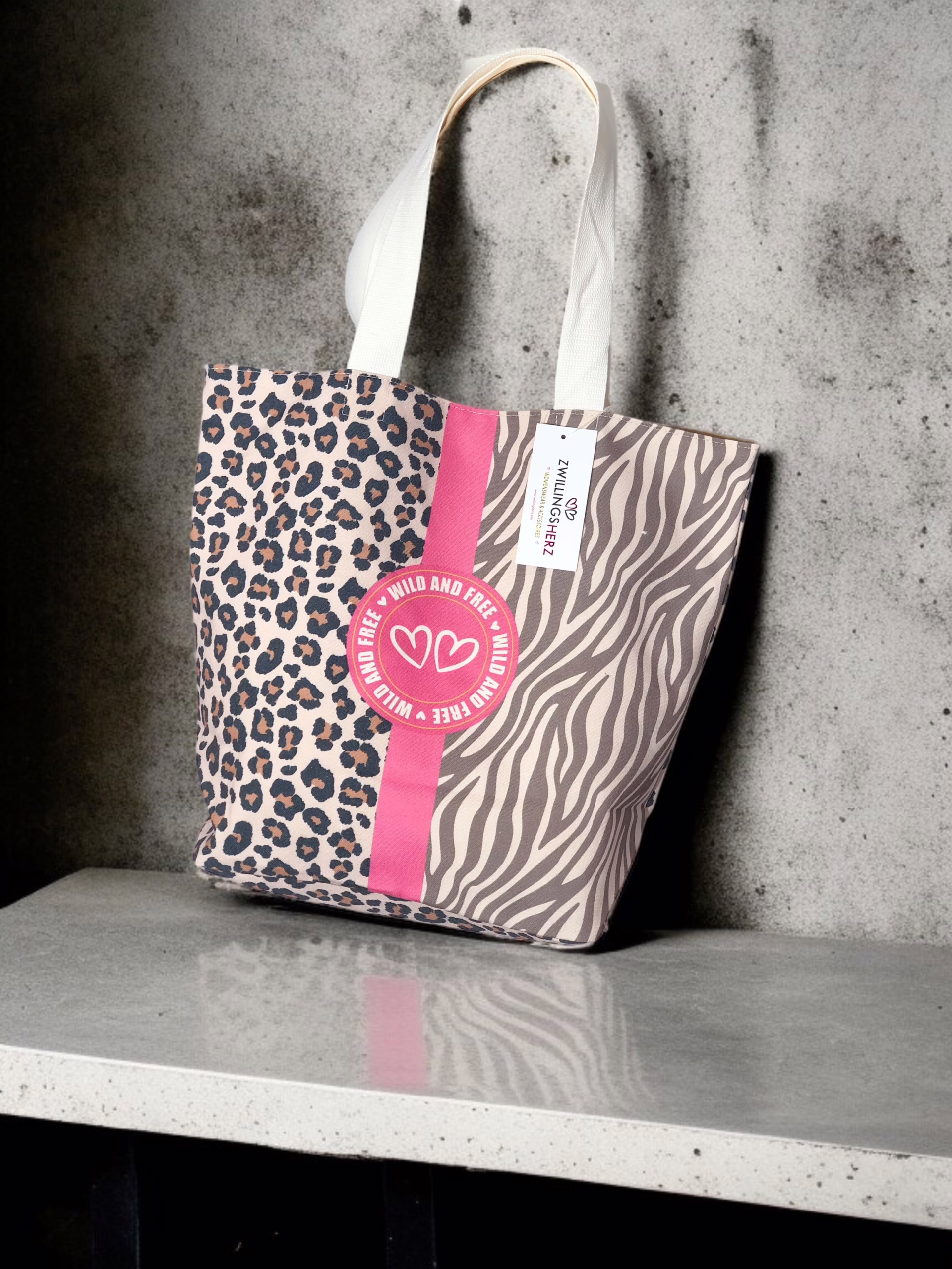 Zwillingsherz Tote Bag, Leo-Zebra