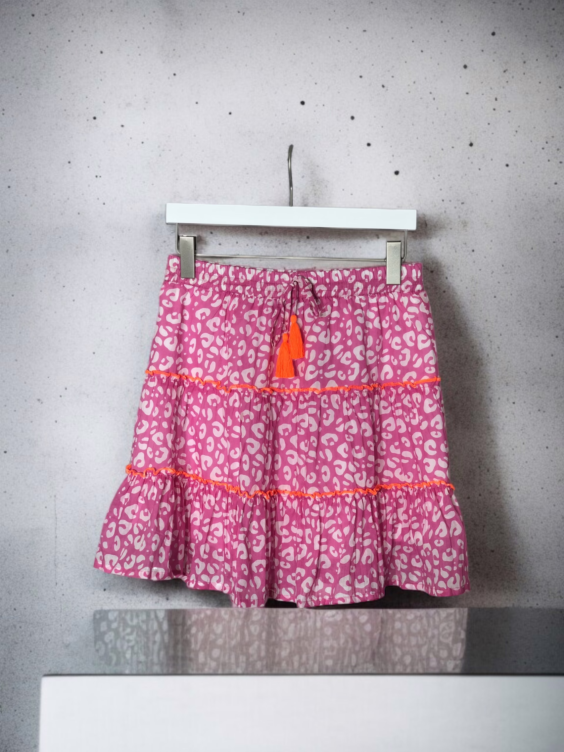 Zwillingsherz Rock, Leo-Muster, pink/ rosa