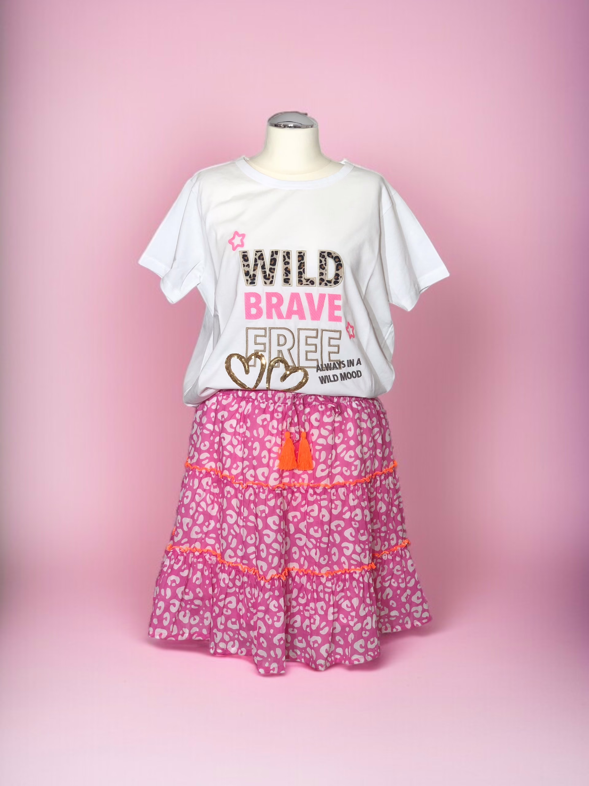 Zwillingsherz Rock, Leo-Muster, pink/ rosa, 2