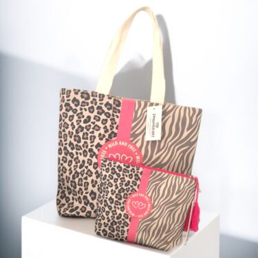Zwillingsherz Shopper + Kosmetiktasche, Leo-Zebra, 2