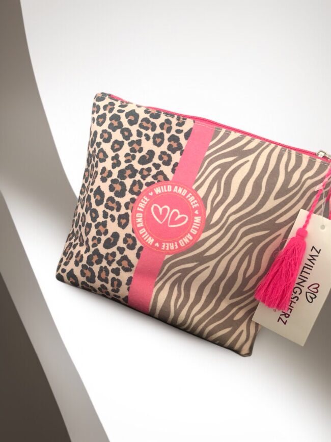 Zwillingsherz Shopper + Kosmetiktasche, Leo-Zebra