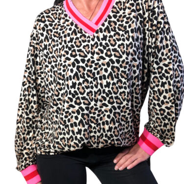 Zwillingsherz Blusenshirt Leo-Beige/ Pink