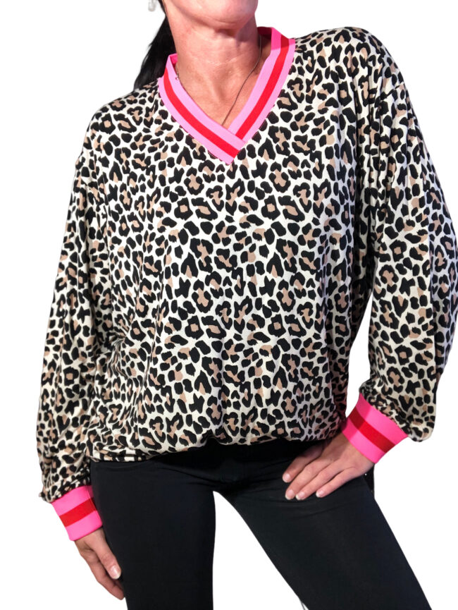 Zwillingsherz Blusenshirt Leo-Beige/ Pink