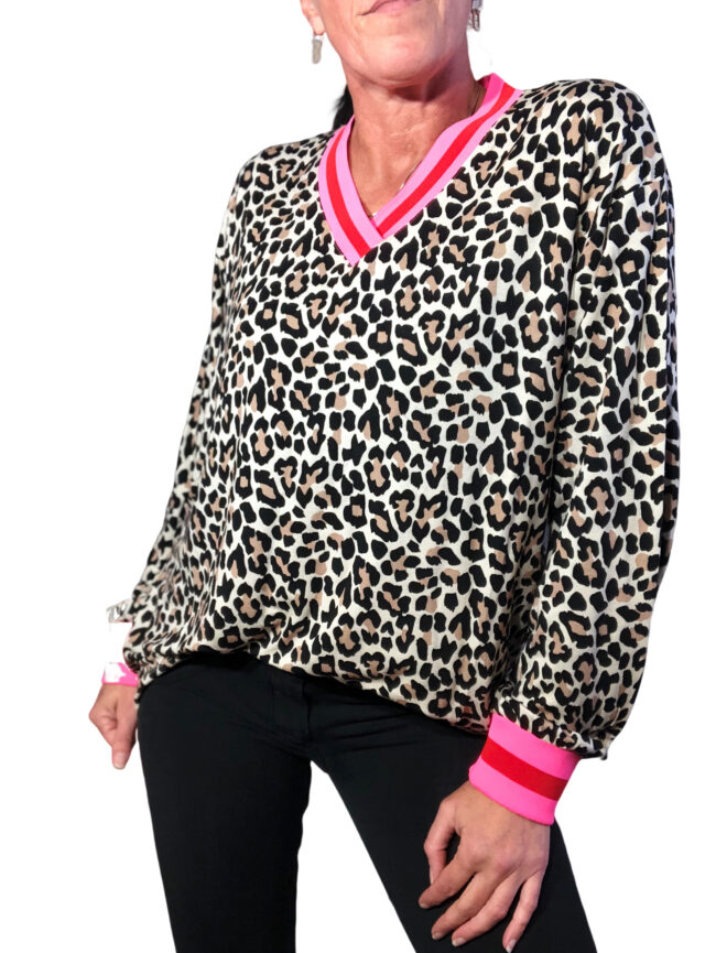 Zwillingsherz Blusenshirt Leo-Beige/ Pink, 4