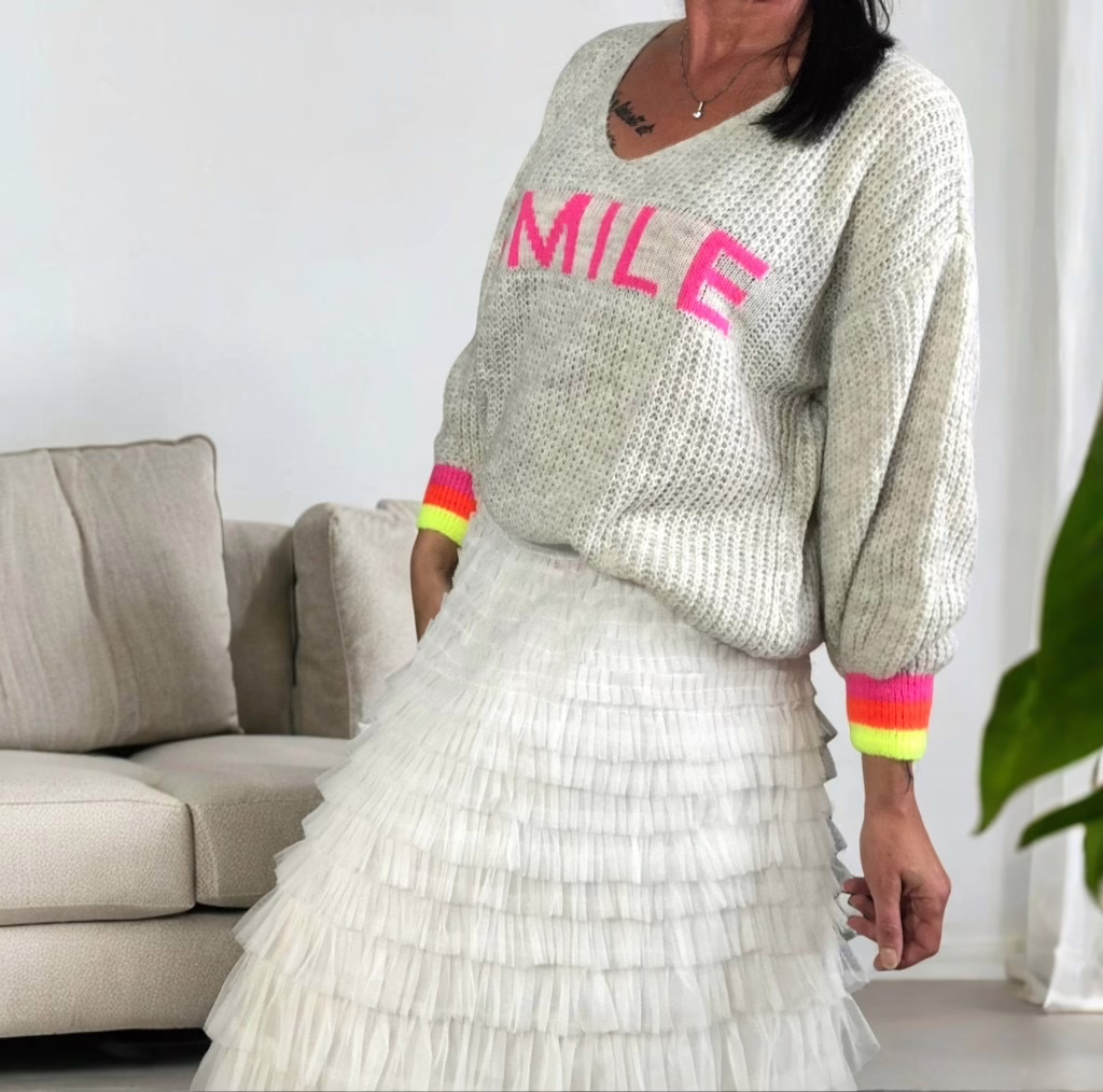 Zwillingsherz Pullover *SMILE*, beige Stacy's Fashion Styles stacys.de Zwillingsherz Strickpullover *SMILE*, Beige/ Neon, Onesize, 2