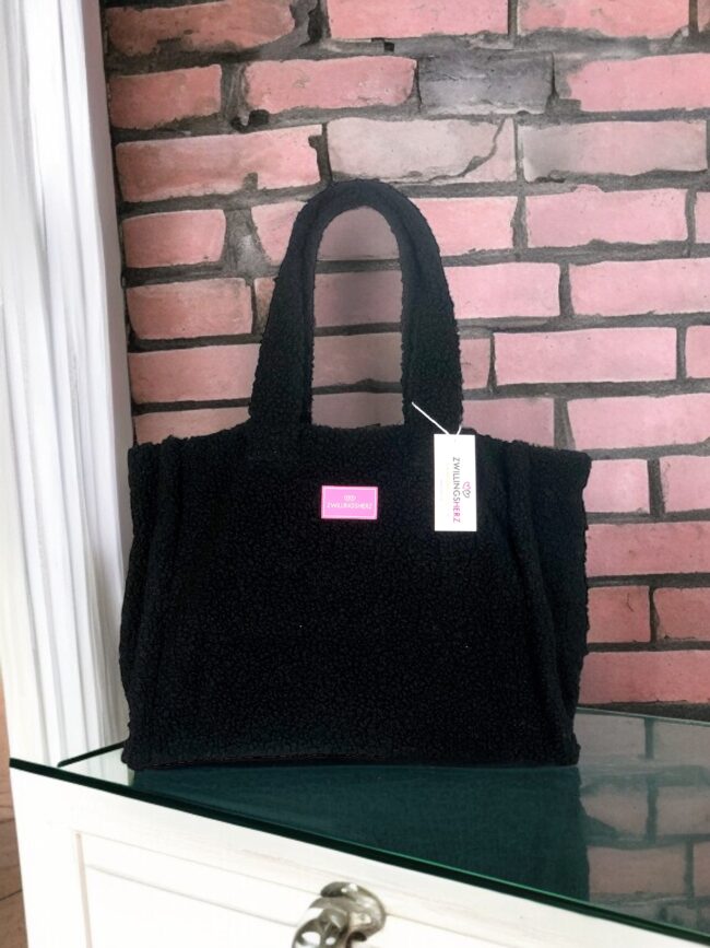 Zwillingsherz XXL Shopper *Teddyfell*, schwarz, 3